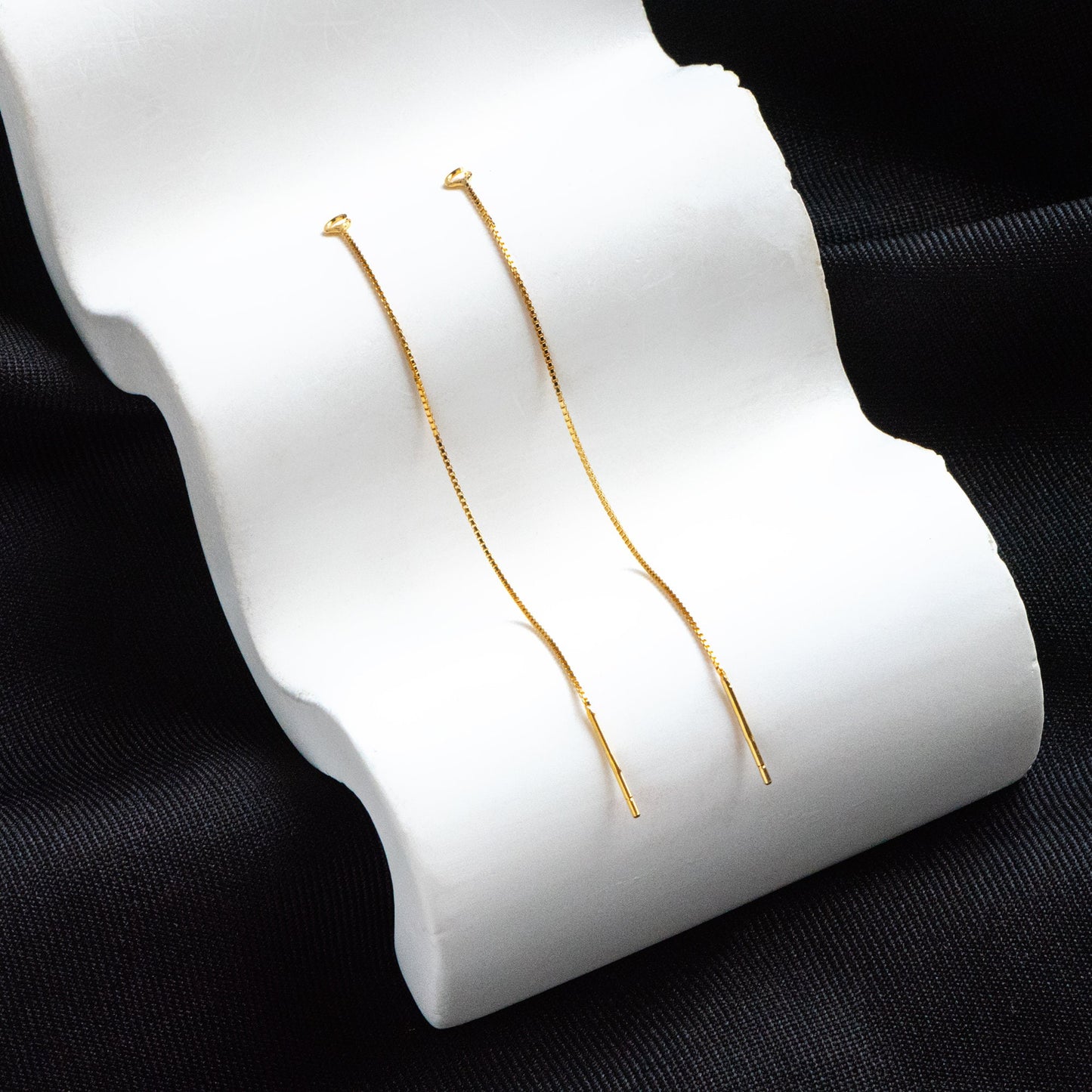 10pcs Sterling Silver Threader Earrings, Gold/ Rhodium, .925 Silver Box Chain, Earwire Thread with Open Jump Ring (CY-004)