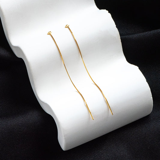 10pcs Sterling Silver Threader Earrings, Gold/ Rhodium, .925 Silver Box Chain, Earwire Thread with Open Jump Ring (CY-004)