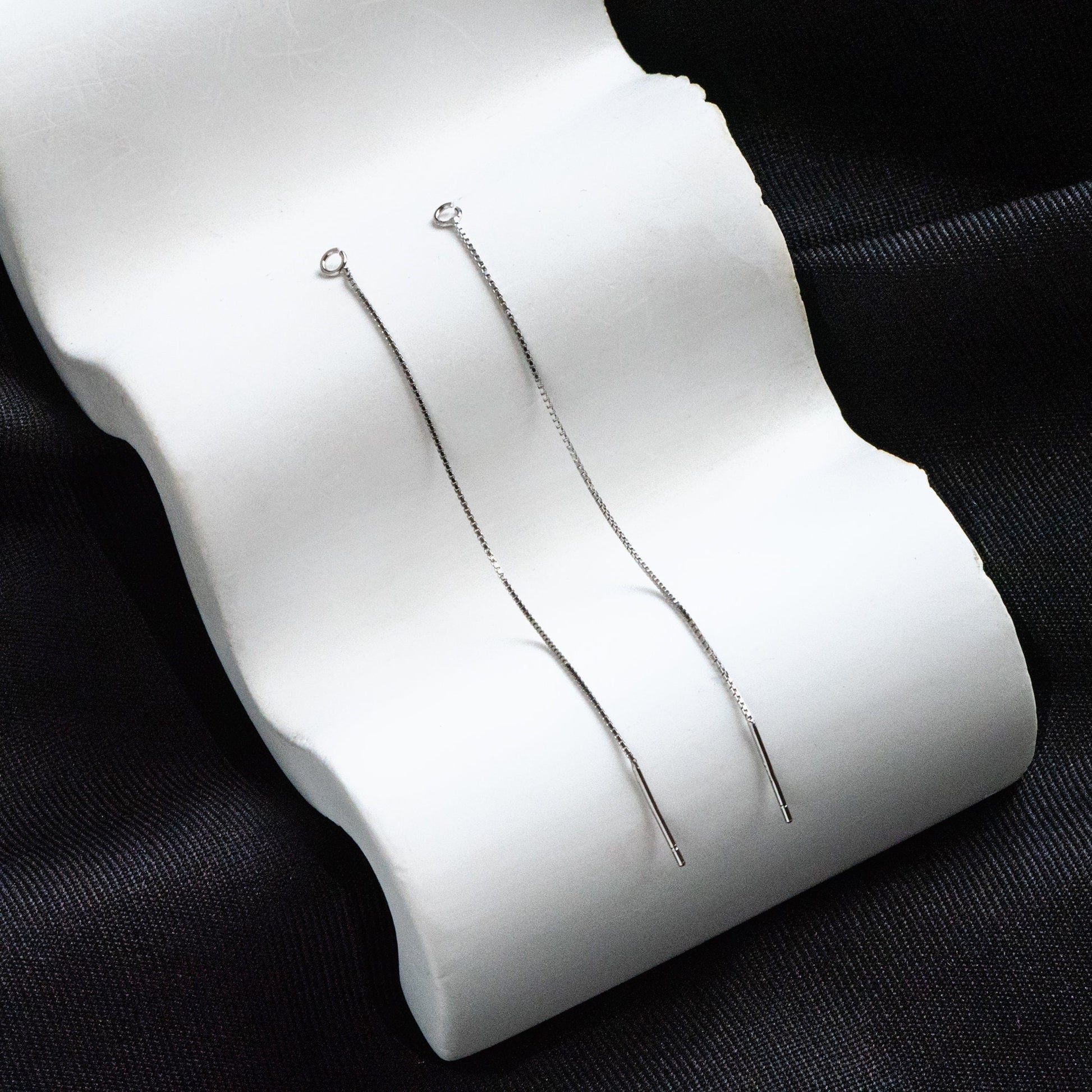 10pcs Sterling Silver Threader Earrings, Gold/ Rhodium, .925 Silver Box Chain, Earwire Thread with Open Jump Ring (CY-004)