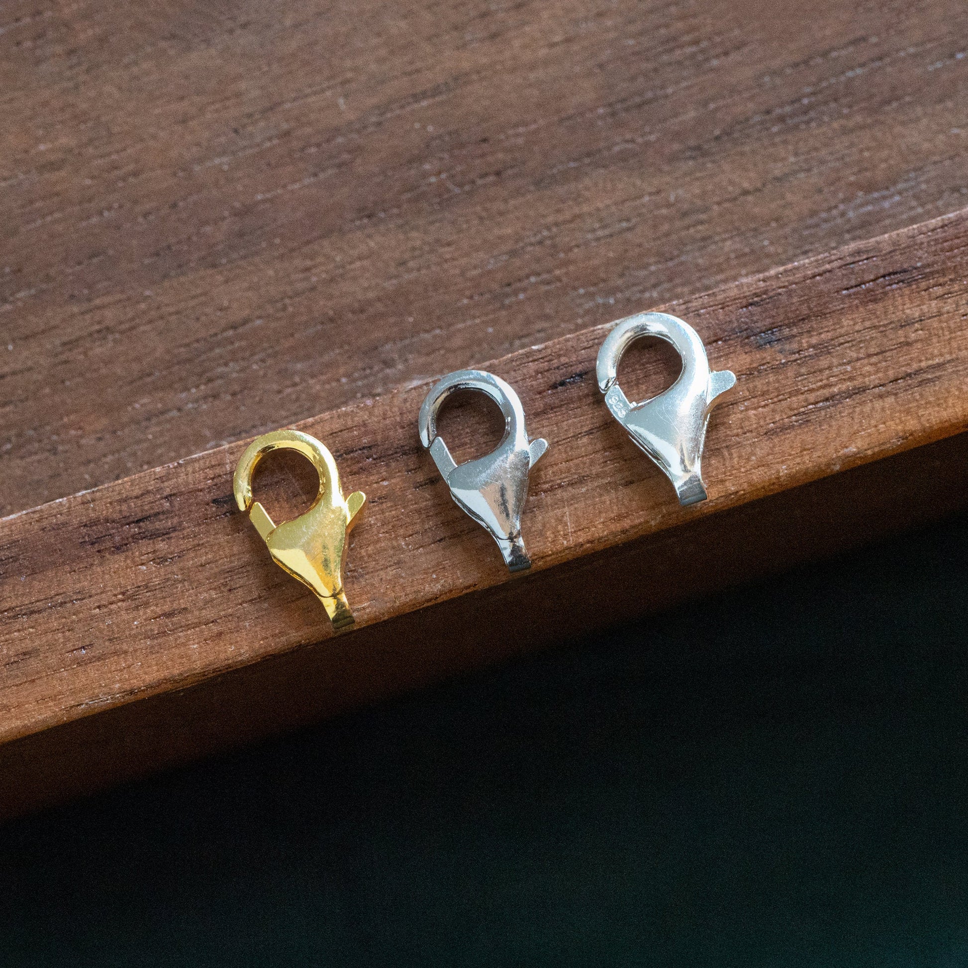 10pcs Sterling Silver Lobster Clasps 9mm, Gold/ Rhodium plated .925 Silver Clasps Wholesale (CY-002)