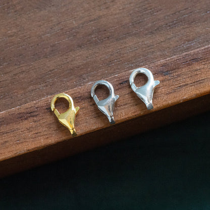 10pcs Sterling Silver Lobster Clasps 9mm, Gold/ Rhodium plated .925 Silver Clasps Wholesale (CY-002)