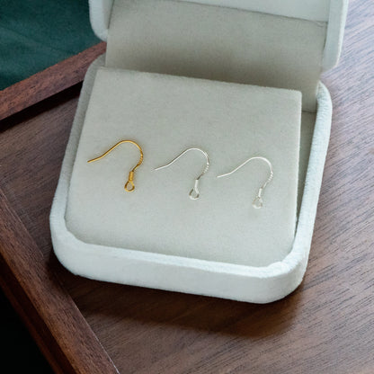 10pcs Sterling Silver Earring Hooks 15mm, Gold/ Rhodium plated .925 Silver Earwires Wholesale (CY-003)