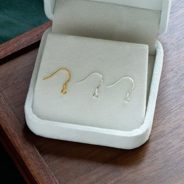 10pcs Sterling Silver Earring Hooks 15mm, Gold/ Rhodium plated .925 Silver Earwires Wholesale (CY-003)