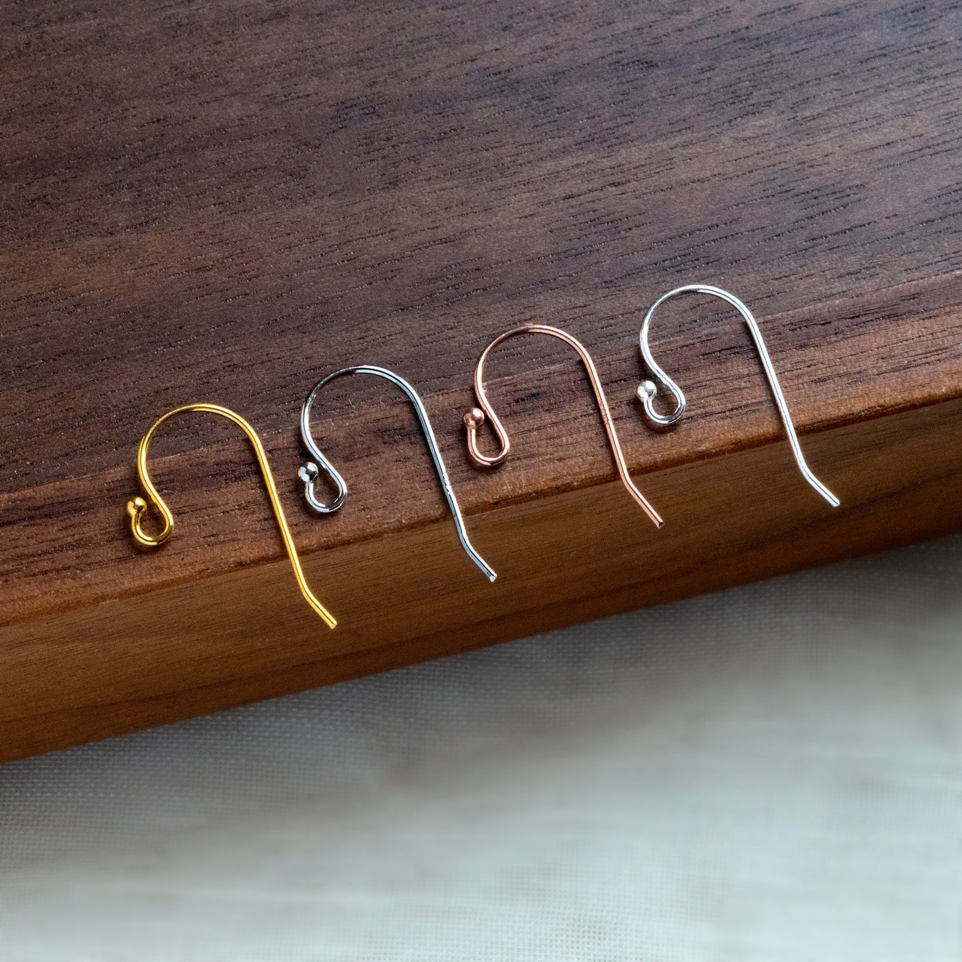10pcs Sterling Silver Earring Hooks, Gold/ Rhodium/ Rose Gold plated .925 Silver, Earwires with Ball 20x10mm (CY-005)