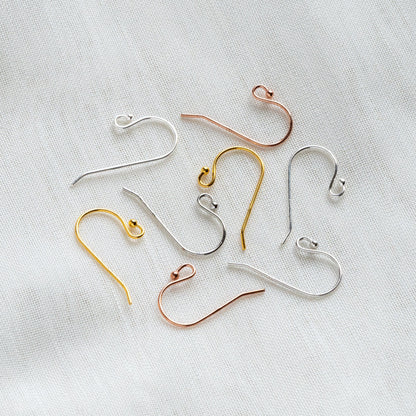 10pcs Sterling Silver Earring Hooks, Gold/ Rhodium/ Rose Gold plated .925 Silver, Earwires with Ball 20x10mm (CY-005)