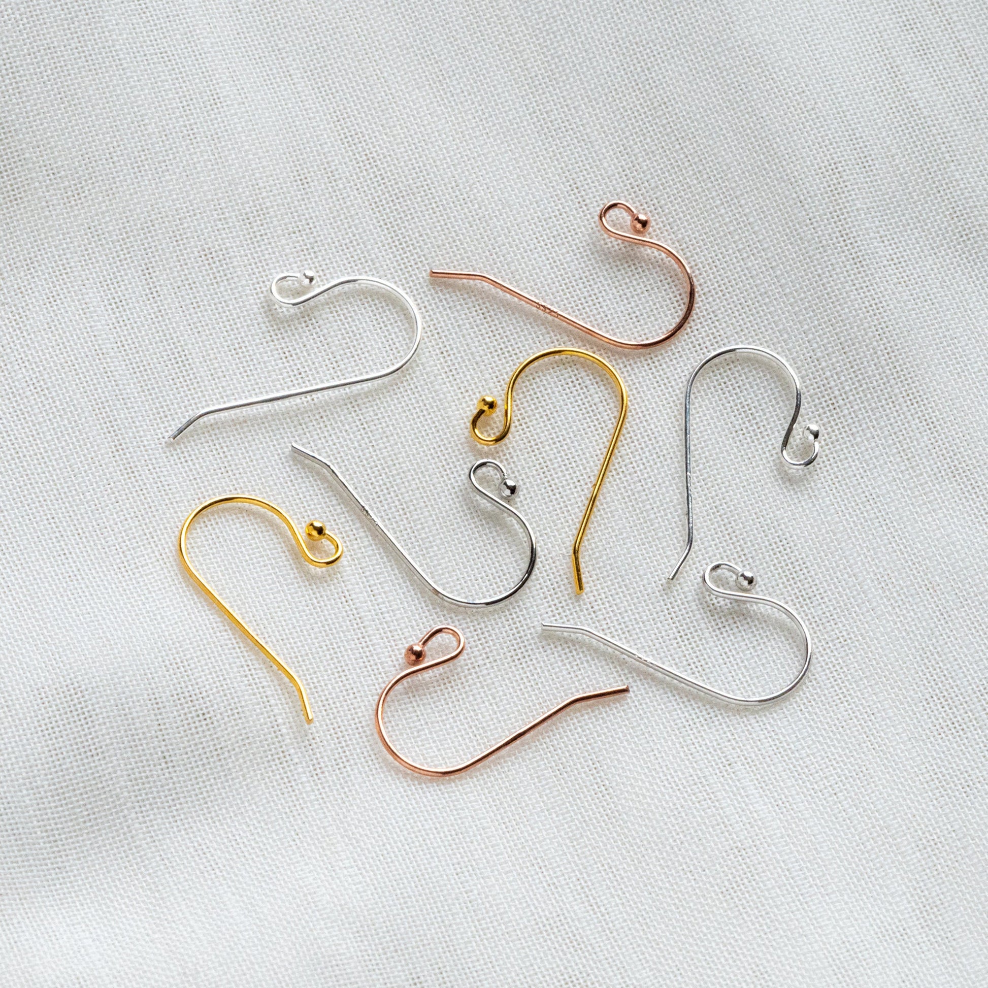 10pcs Sterling Silver Earring Hooks, Gold/ Rhodium/ Rose Gold plated .925 Silver, Earwires with Ball 20x10mm (CY-005)