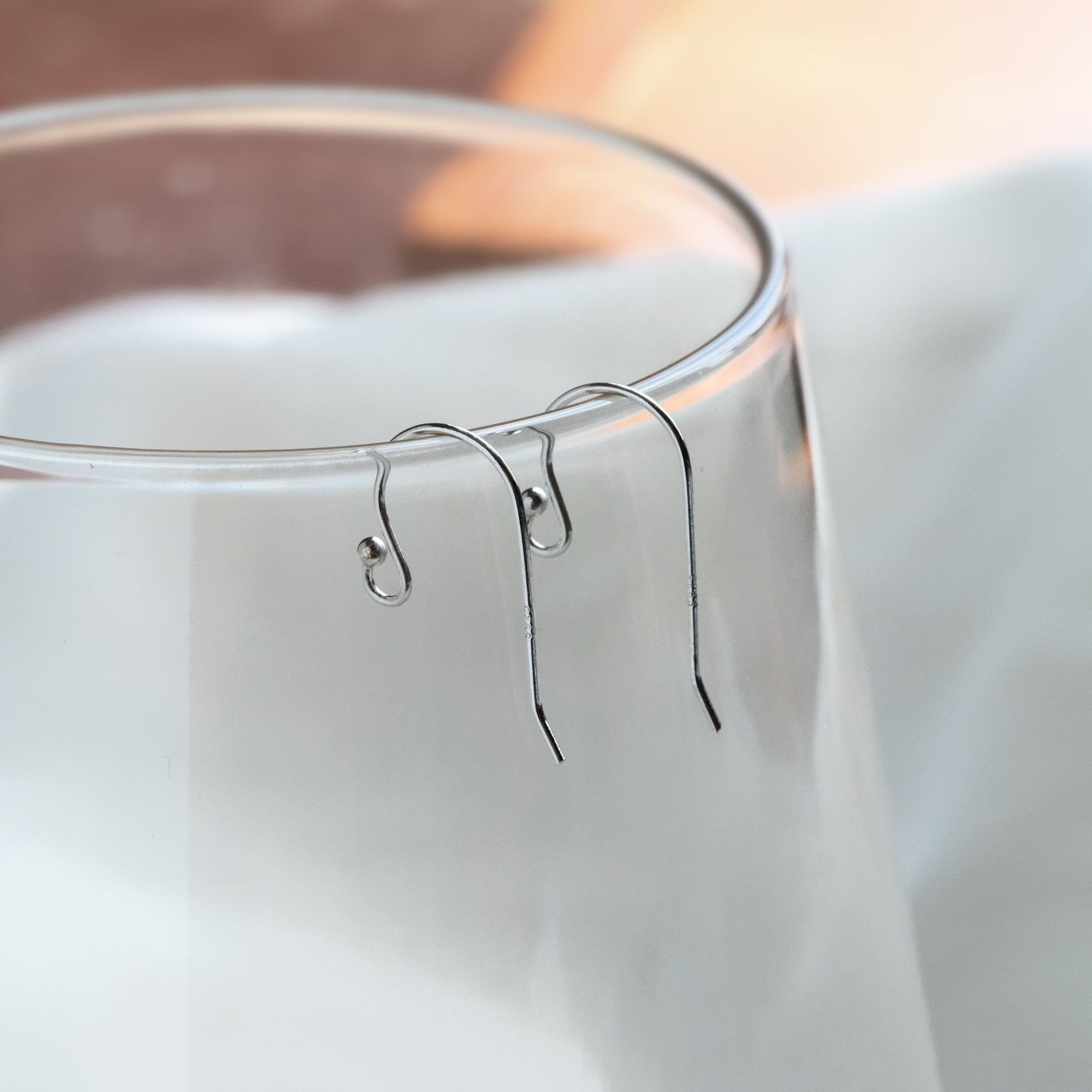 10pcs Sterling Silver Earring Hooks, Gold/ Rhodium/ Rose Gold plated .925 Silver, Earwires with Ball 20x10mm (CY-005)