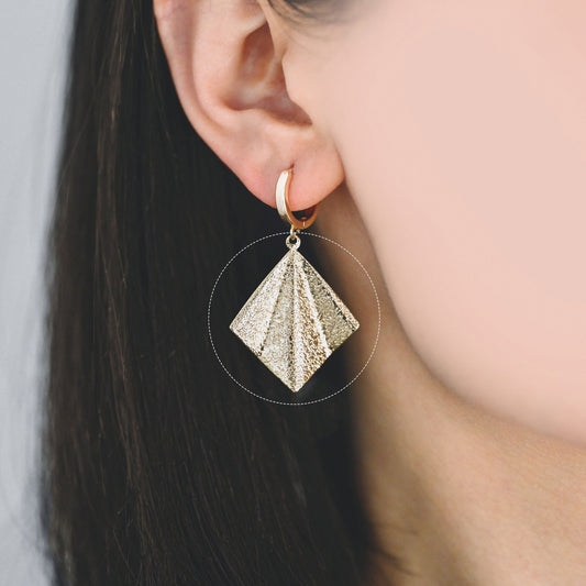 10pcs Gold Square Disc Charms 32x27mm, Gold plated Brass Geometric Rhombus Pendants (GB-265-H)