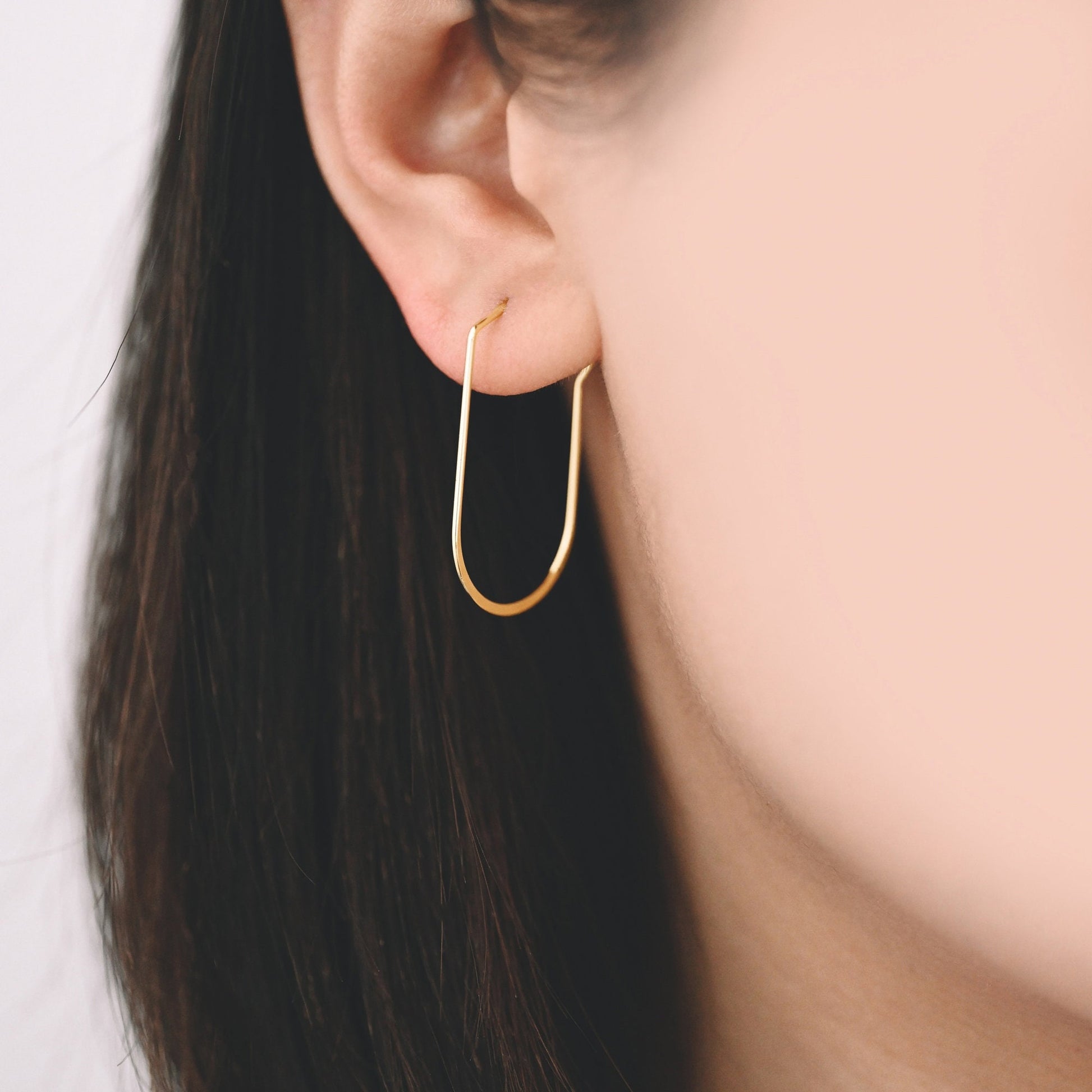 10pcs Gold Hoop Earrings 32x19mm, Geometric Ear Wire Components Wholesale (GB-917)