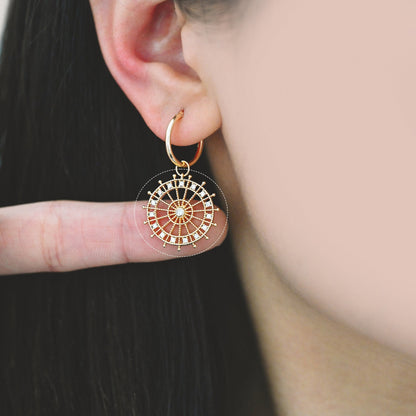 4pcs CZ pave Gold Round Charms 20mm, 18K Gold plated Brass, Filigree Pendant Connectors (GB-1018)