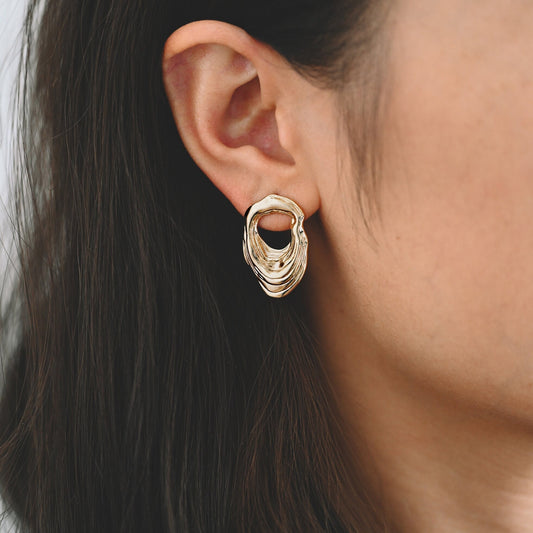 10pcs Gold Irregular Earring with Loop, 18K Gold plated Brass, Stud Earring Components (GB-3170)