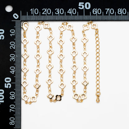 Gold/ Silver Tone Four Leaf Clover Beaded Chain 5.6mm, Finished Bracelet/ Anklet/ Necklace with Extender Chain, Ready to Wear (#LK-605)