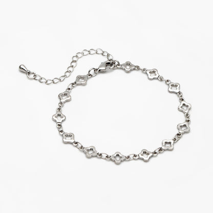 Gold/ Silver Tone Four Leaf Clover Beaded Chain 5.6mm, Finished Bracelet/ Anklet/ Necklace with Extender Chain, Ready to Wear (#LK-605)