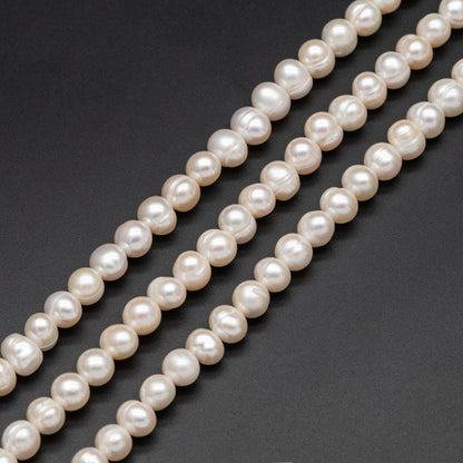Freshwater Potato Pearls 7x9mm, Natural White Oval Pearls, Loose Pearl Beads Wholesale - (PL-82)/ 15" strand