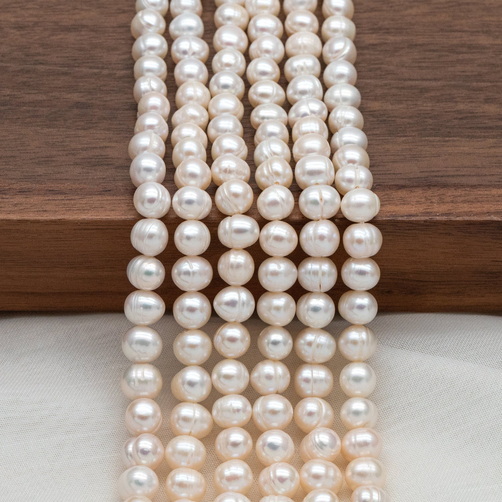 Freshwater Potato Pearls 7x9mm, Natural White Oval Pearls, Loose Pearl Beads Wholesale - (PL-82)/ 15" strand