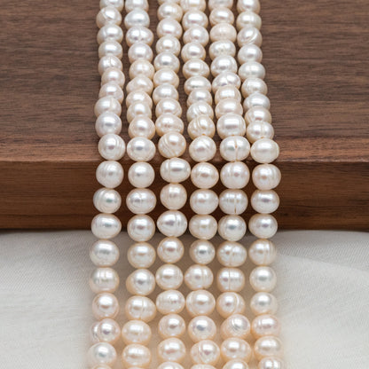 Freshwater Potato Pearls 7x9mm, Natural White Oval Pearls, Loose Pearl Beads Wholesale - (PL-82)/ 15" strand