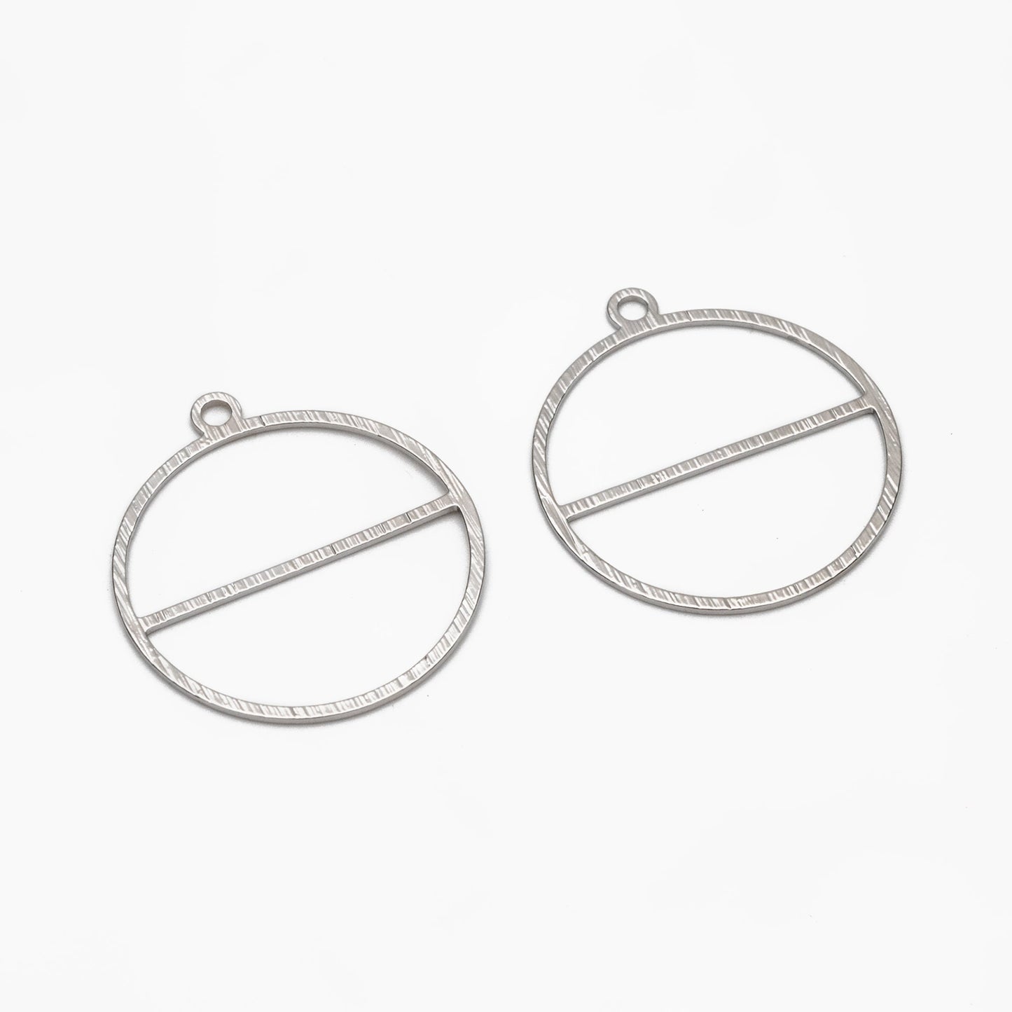 10pcs Gold/ Silver Brushed Round Circle Pendants 28x25mm, 18K Gold/ rhodium plated Brass, Geometric Ring Loop Hoop Charms (GB-3817-J)