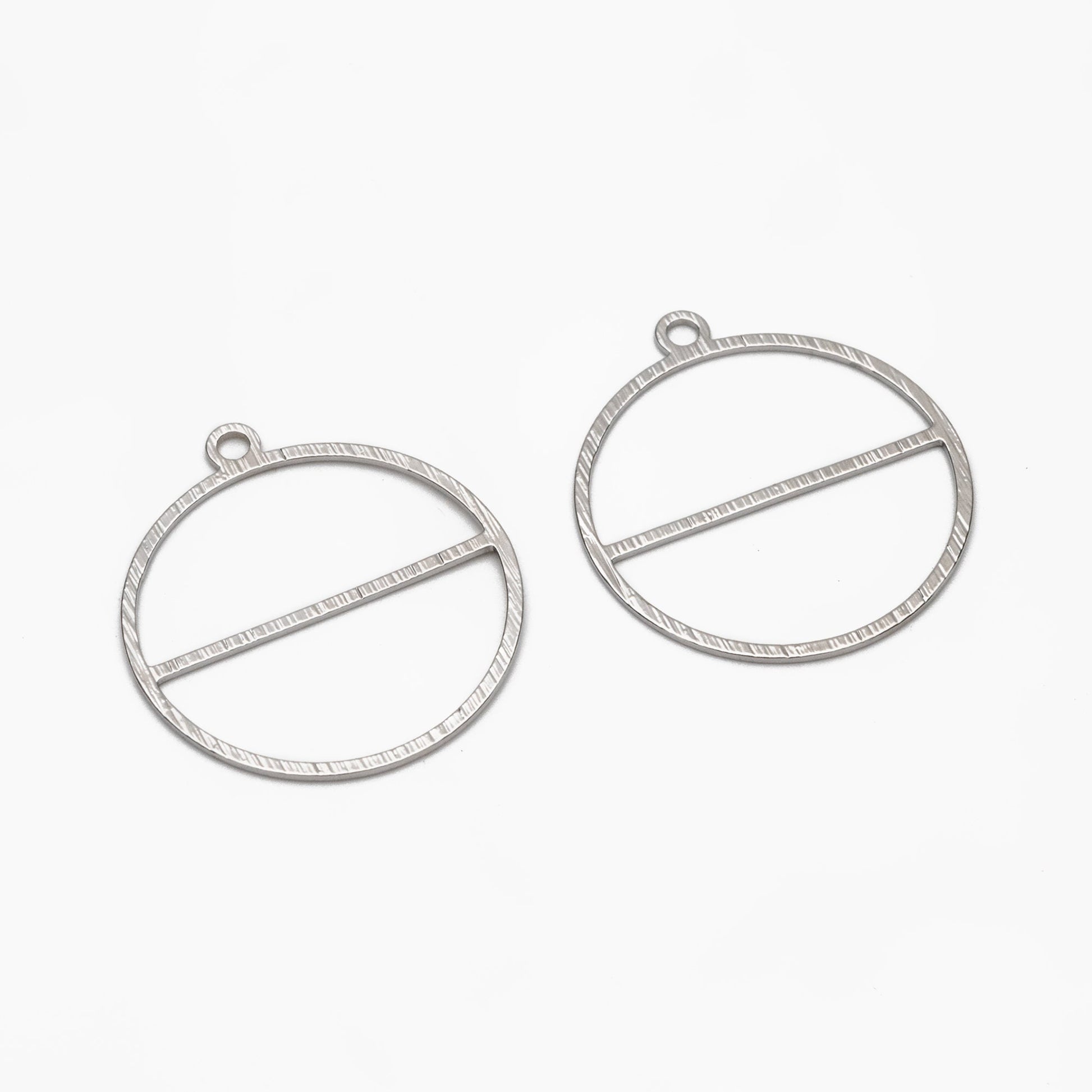 10pcs Gold/ Silver Brushed Round Circle Pendants 28x25mm, 18K Gold/ rhodium plated Brass, Geometric Ring Loop Hoop Charms (GB-3817-J)