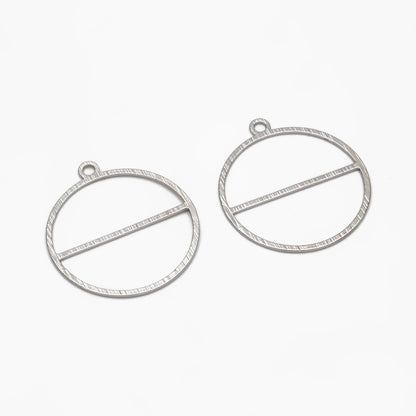 10pcs Gold/ Silver Brushed Round Circle Pendants 28x25mm, 18K Gold/ rhodium plated Brass, Geometric Ring Loop Hoop Charms (GB-3817-J)