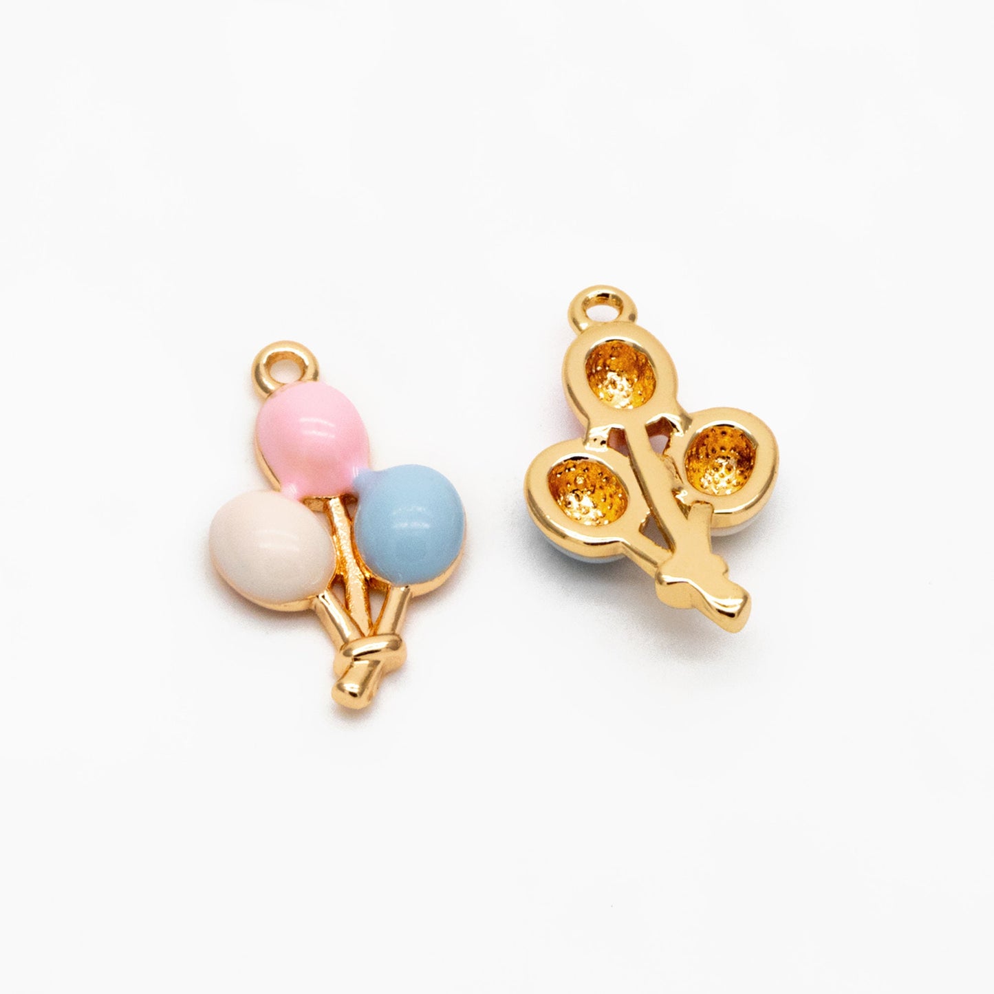 10pcs Gold Enamel Balloon Charms, 18K Real Gold plated Brass, Cute Charms (GB-4407)