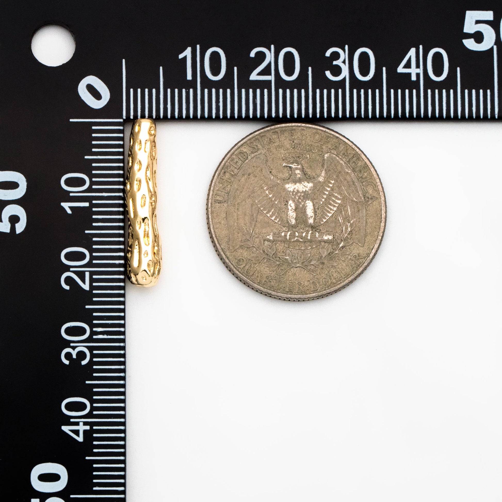 10pcs Gold Hammered Tube Beads, 22x5mm, 18K Gold plated Brass, Bar Spacer Beads (GB-4412)