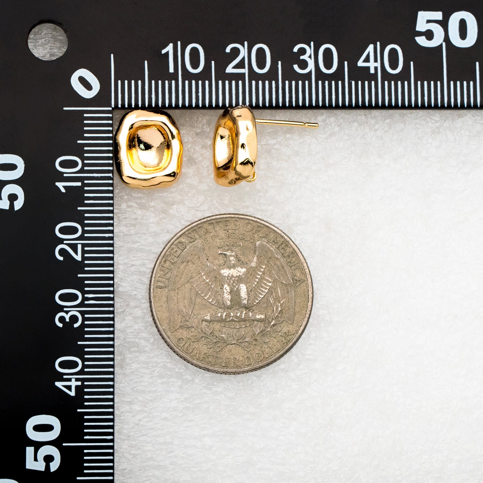 10pcs Gold Irregular Brass Stud Earrings: Minimalist Rectangle Ear Posts (GB-4417)