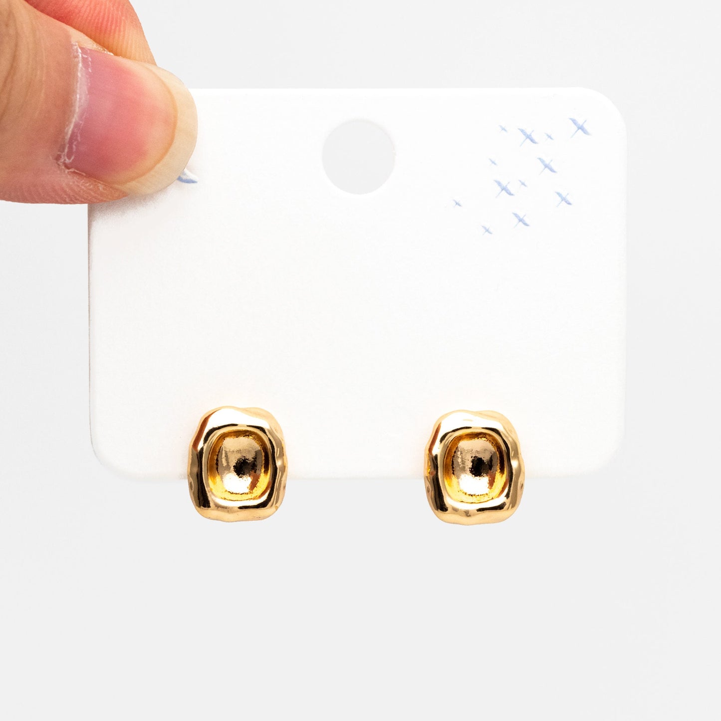10pcs Gold Irregular Brass Stud Earrings: Minimalist Rectangle Ear Posts (GB-4417)