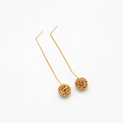 4pcs Gold Wire Ball Chain Earrings, Gold plated Brass, Daity Dangle Earrings (GB-4426)