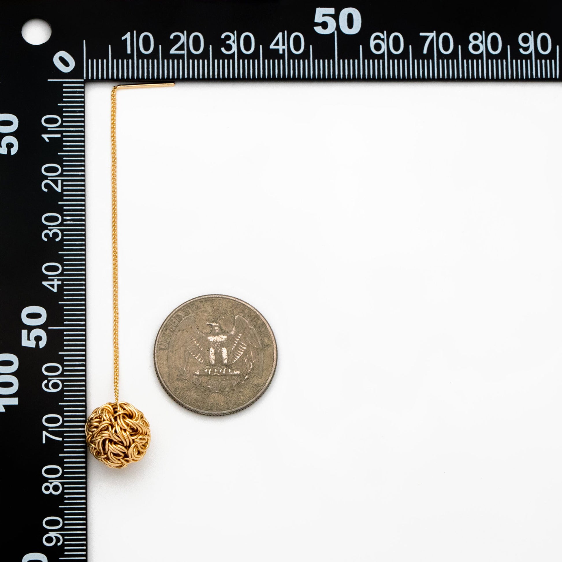 4pcs Gold Wire Ball Chain Earrings, Gold plated Brass, Daity Dangle Earrings (GB-4426)