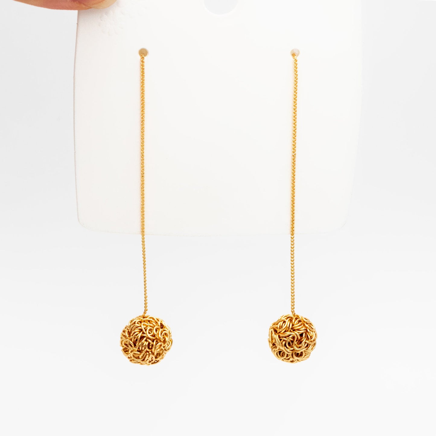 4pcs Gold Wire Ball Chain Earrings, Gold plated Brass, Daity Dangle Earrings (GB-4426)