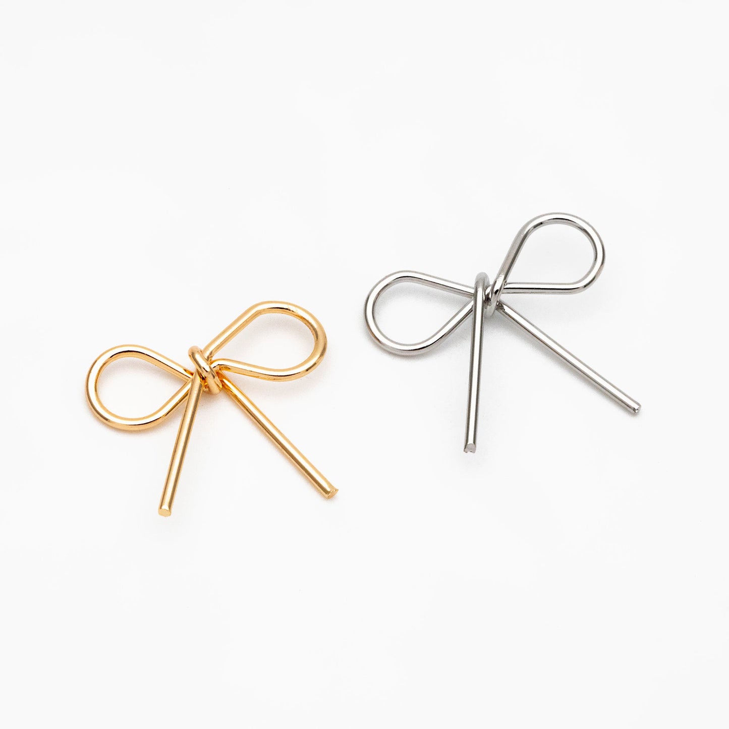 10pcs Gold/ Silver Bowknot Charms, 18K Gold/ Rhodium plated Brass Bow Pendant (#GB-2745-D)