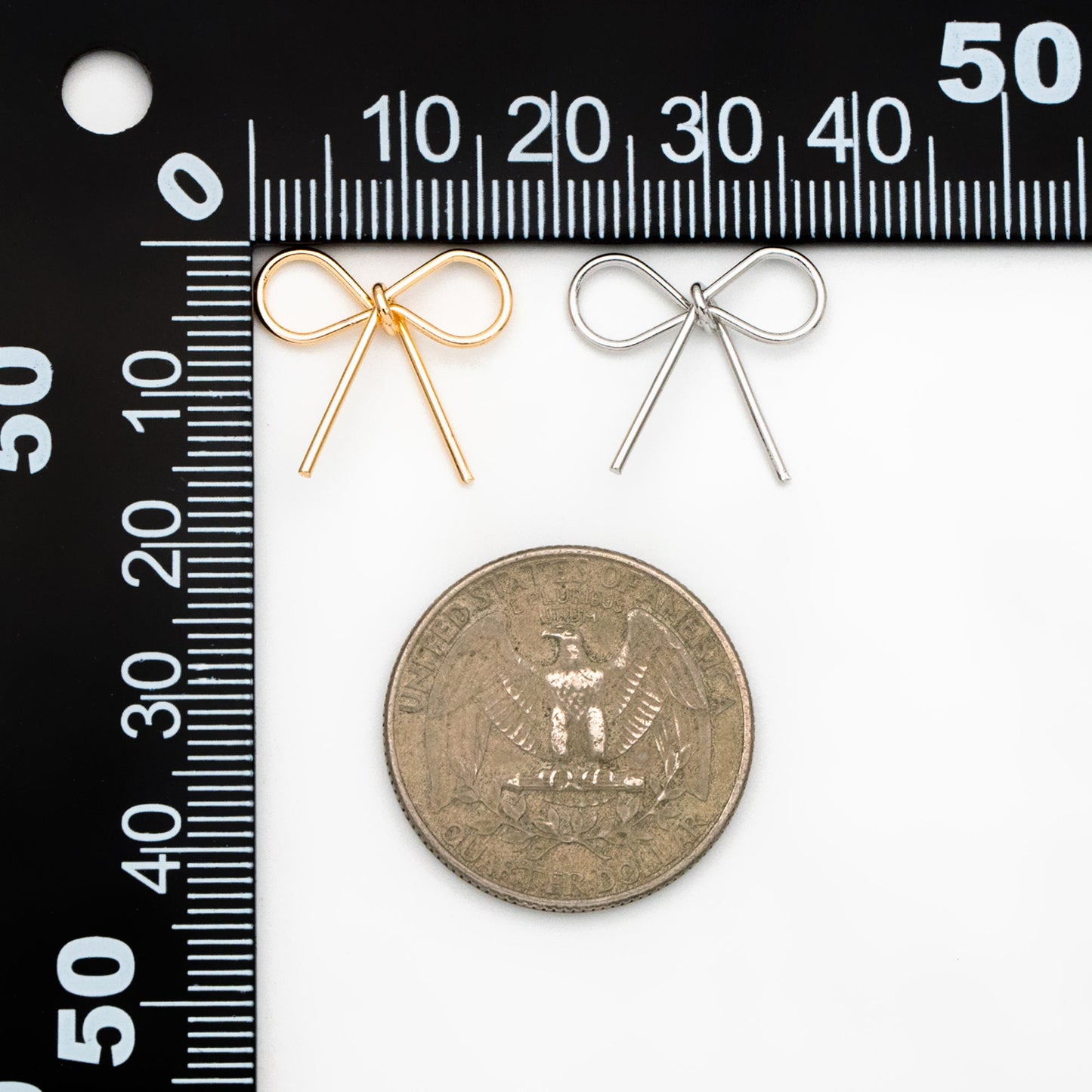 10pcs Gold/ Silver Bowknot Charms, 18K Gold/ Rhodium plated Brass Bow Pendant (#GB-2745-D)