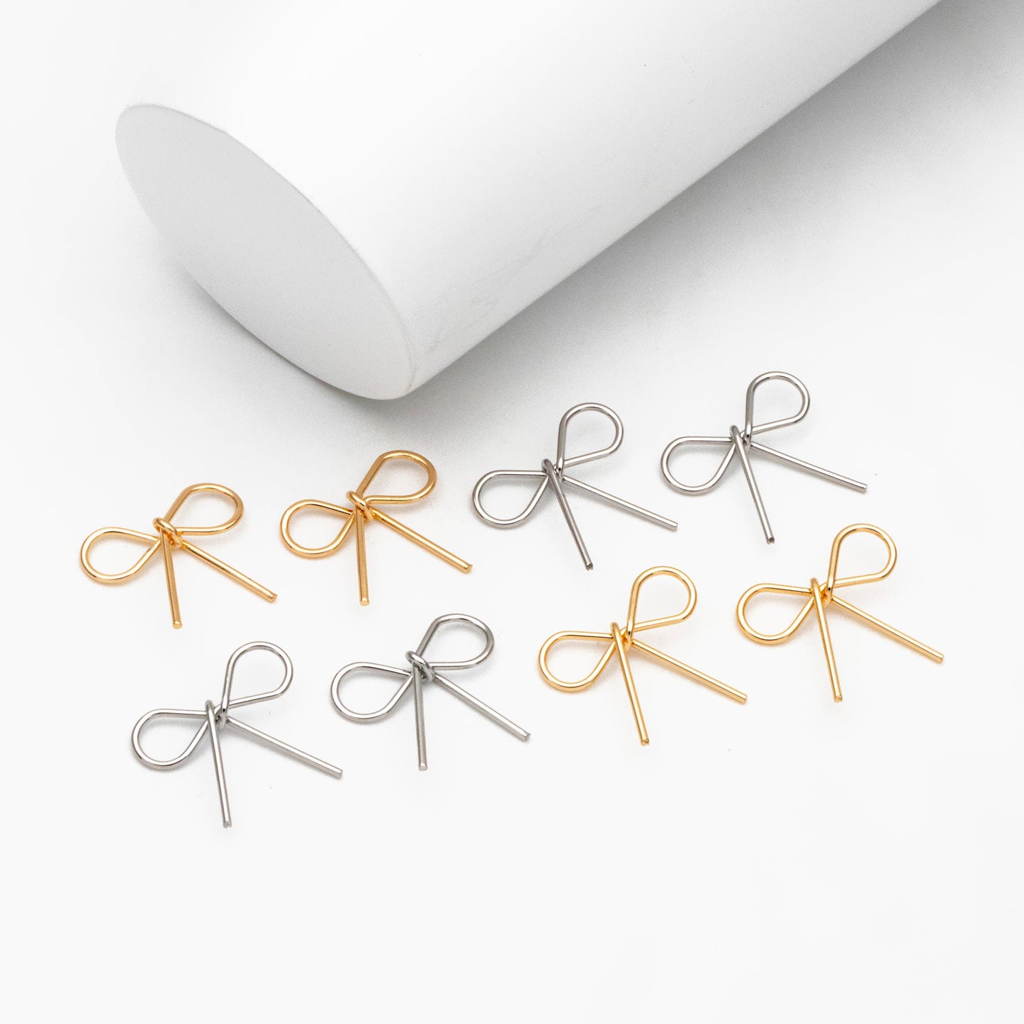 10pcs Gold/ Silver Bowknot Charms, 18K Gold/ Rhodium plated Brass Bow Pendant (#GB-2745-D)