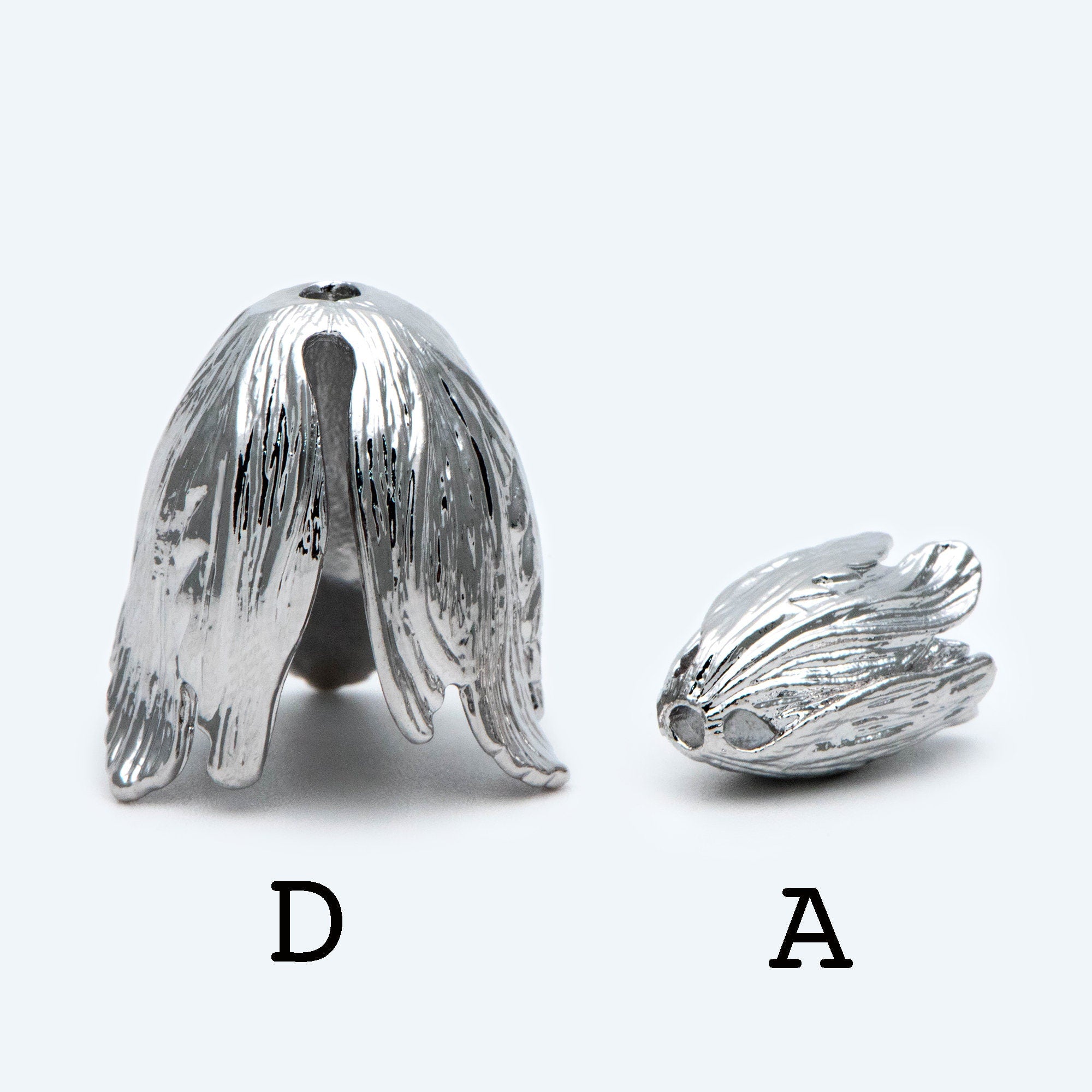 10pcs Large Flower Bead Caps, Real Gold/ Rhodium plated Brass Tulip Cap, Floral Tassel Caps, Lead Nickel Free (GB-057)