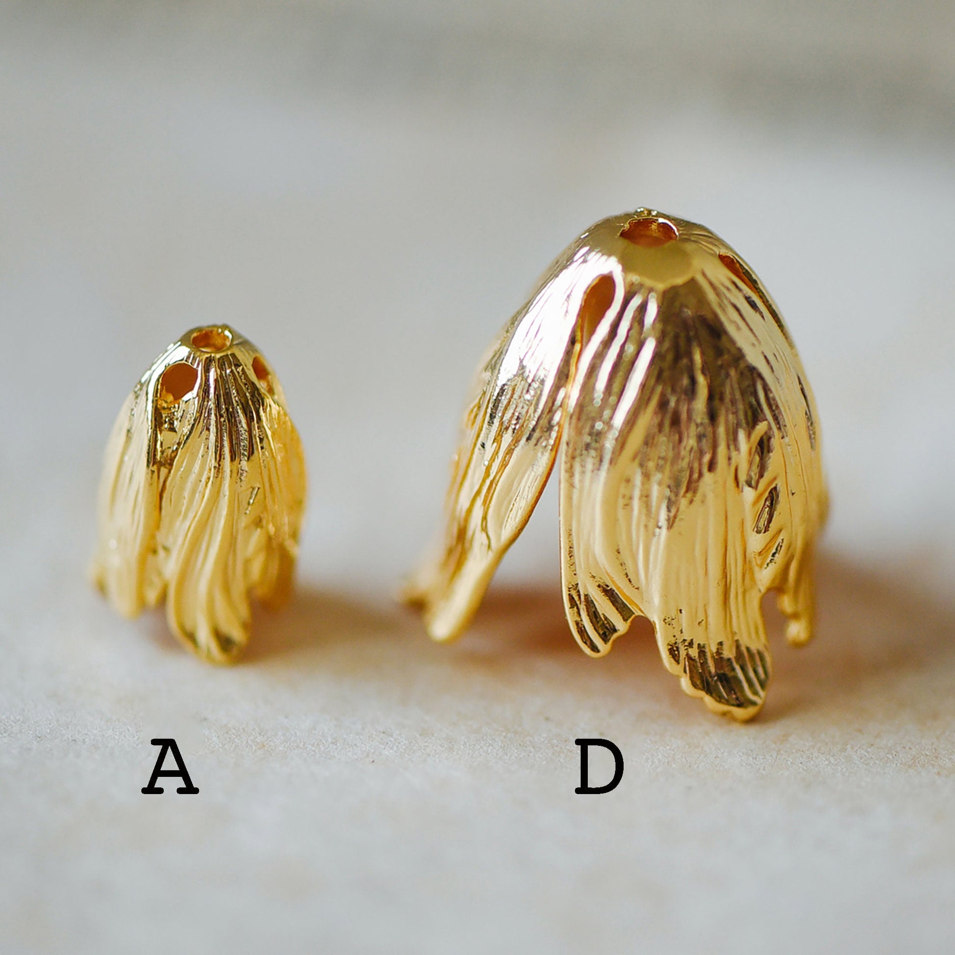 10pcs Large Flower Bead Caps, Real Gold/ Rhodium plated Brass Tulip Cap, Floral Tassel Caps, Lead Nickel Free (GB-057)