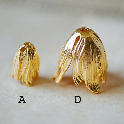 10pcs Large Flower Bead Caps, Real Gold/ Rhodium plated Brass Tulip Cap, Floral Tassel Caps, Lead Nickel Free (GB-057)