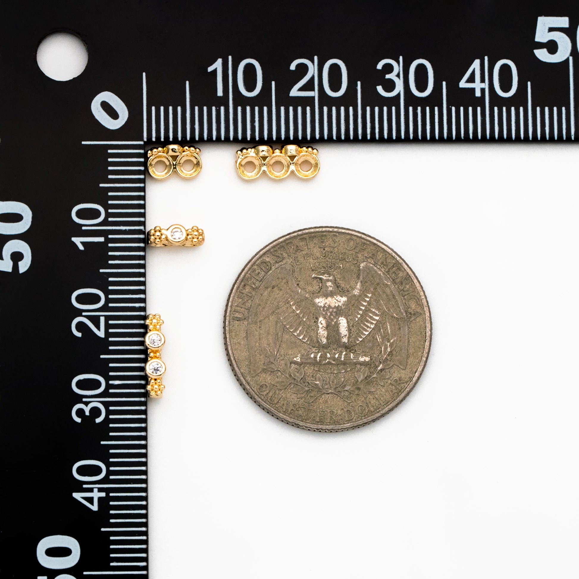 10pcs CZ Pave Gold Flower Connectors, 18K Gold plated Brass, Multi Loop Charms (GB-4428)