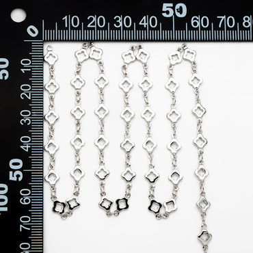 Gold/ Silver Tone Four Leaf Clover Beaded Chain 5.6mm, Gold/ Rhodium plated Brass, Quality Chain for DIY Jewelry (#LK-605)/ 1 Meter=3.3 ft