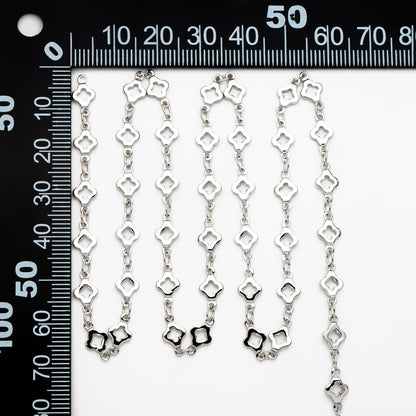 Gold/ Silver Tone Four Leaf Clover Beaded Chain 5.6mm, Gold/ Rhodium plated Brass, Quality Chain for DIY Jewelry (#LK-605)/ 1 Meter=3.3 ft