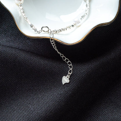 Sterling Silver Beaded Bracelet with Natural Pearls, Adjustable Solid .925 Silver Bracelets (CY-055)