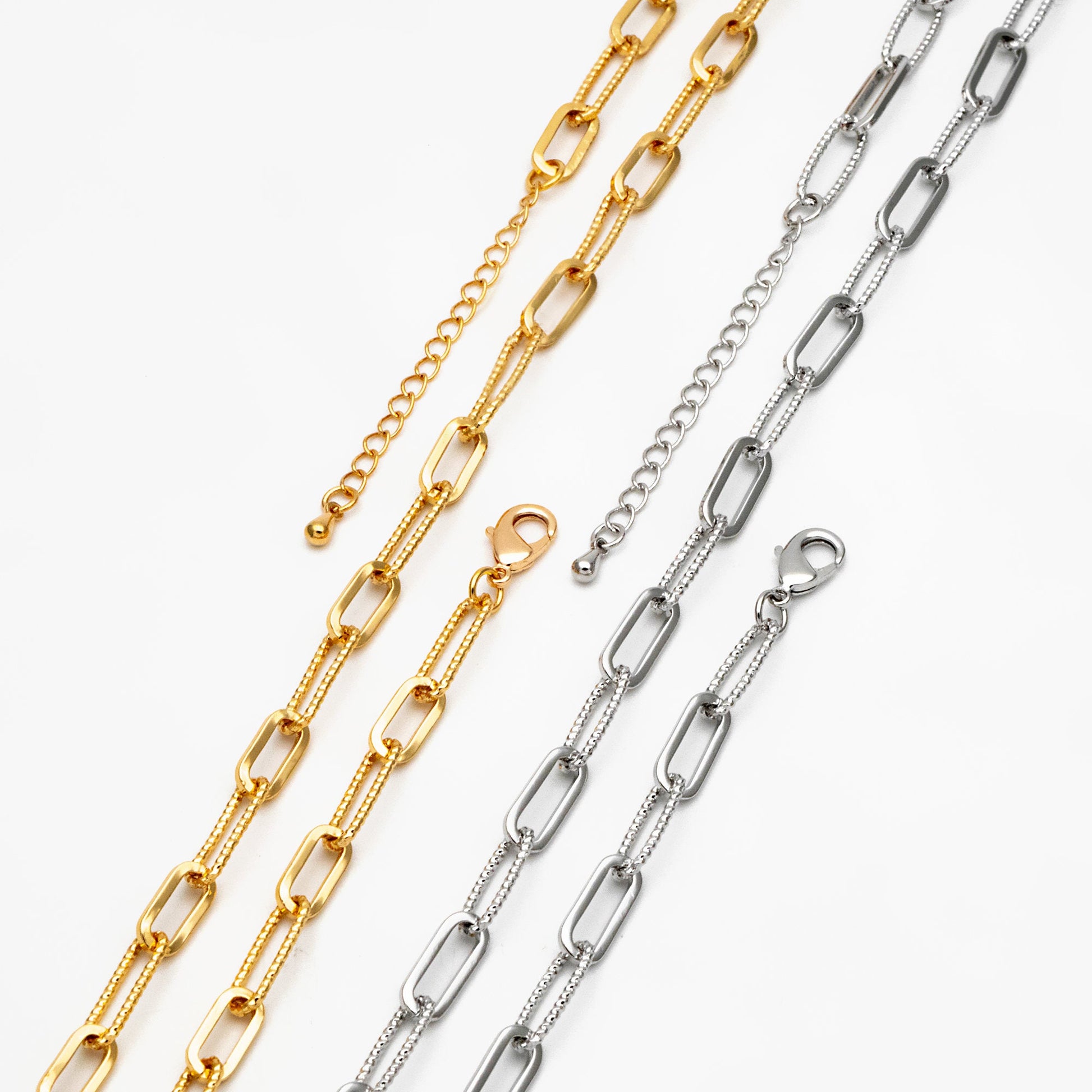 Gold/ Silver Oval Link Chain 5.5mm, Finished Bracelet/ Anklet/ Necklace with Extender Chain, Ready to Wear (#LK-409)