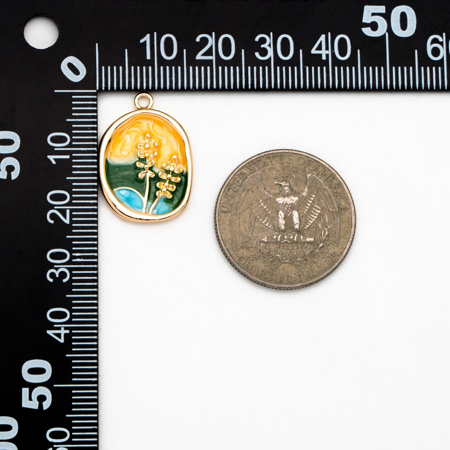 4pcs Gold/ Silver Tone Enamel Painting Charms, 18K Gold/ Rhodium plated Brass, Dainty Flower Pendants (GB-3950-E)