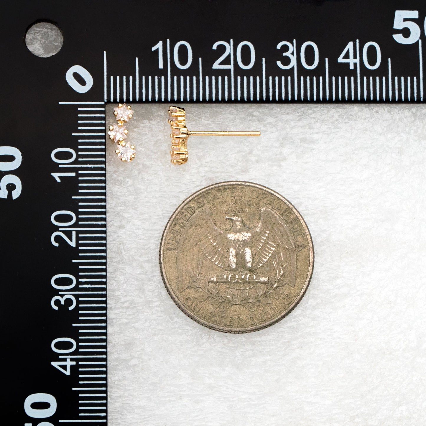 4pcs CZ Pave Gold Star Earrings, 18K Gold Plated Brass, Dainty Star Stud Earrings (GB-4410)