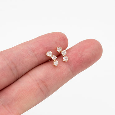 4pcs CZ Pave Gold Star Earrings, 18K Gold Plated Brass, Dainty Star Stud Earrings (GB-4410)