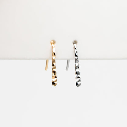 10pcs Gold/ Silver Hammered Ear Hooks, Gold/ Rhodium plated Brass, Minimalist Bar Earrings (GB-4429)