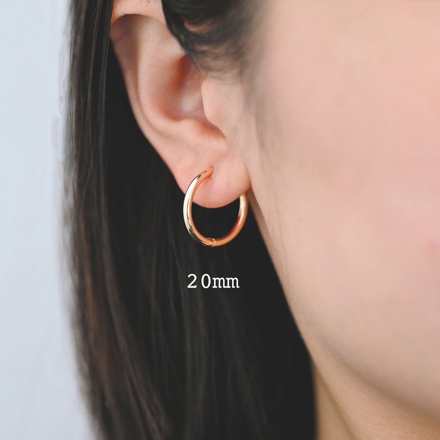 10pcs Gold/ Silver Tone Huggie Hoop Earrings, 2mm thick, 16/ 18/ 20mm, Stainless Steel Huggies, Minimalist Hoop Earrings (GB-2209)