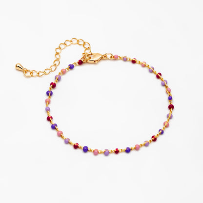 Mix Color Enamel Bead Chains 1.8mm, Finished Bracelet/ Anklet/ Necklace with Extender Chain, Gold plated Brass, Ready to Wear (#LK-615)