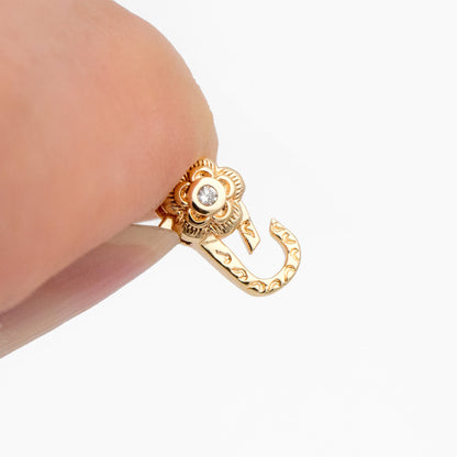 4pcs CZ Pave Gold Flower Lobster Claw Clasps, Real Gold plated Brass, Necklace Bracelet Charm Clasps (GB-4371)