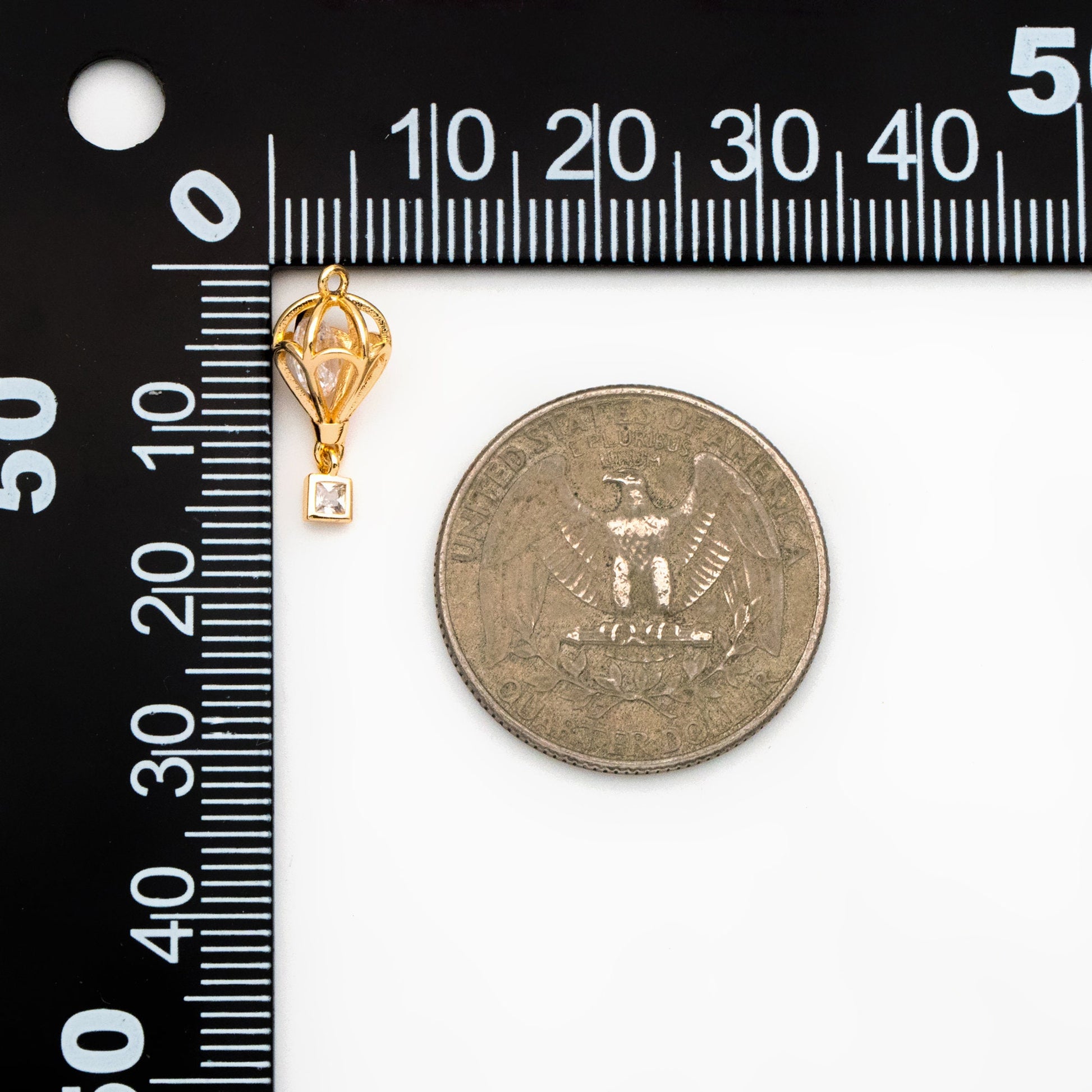 4pcs Gold Hot Air Balloon Charms with Cubic Zirconia, Jewelry Making, Diy Material, Jewelry Supplies (GB-3105-A)