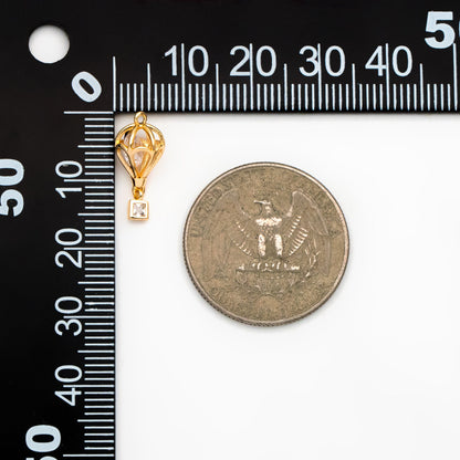 4pcs Gold Hot Air Balloon Charms with Cubic Zirconia, Jewelry Making, Diy Material, Jewelry Supplies (GB-3105-A)